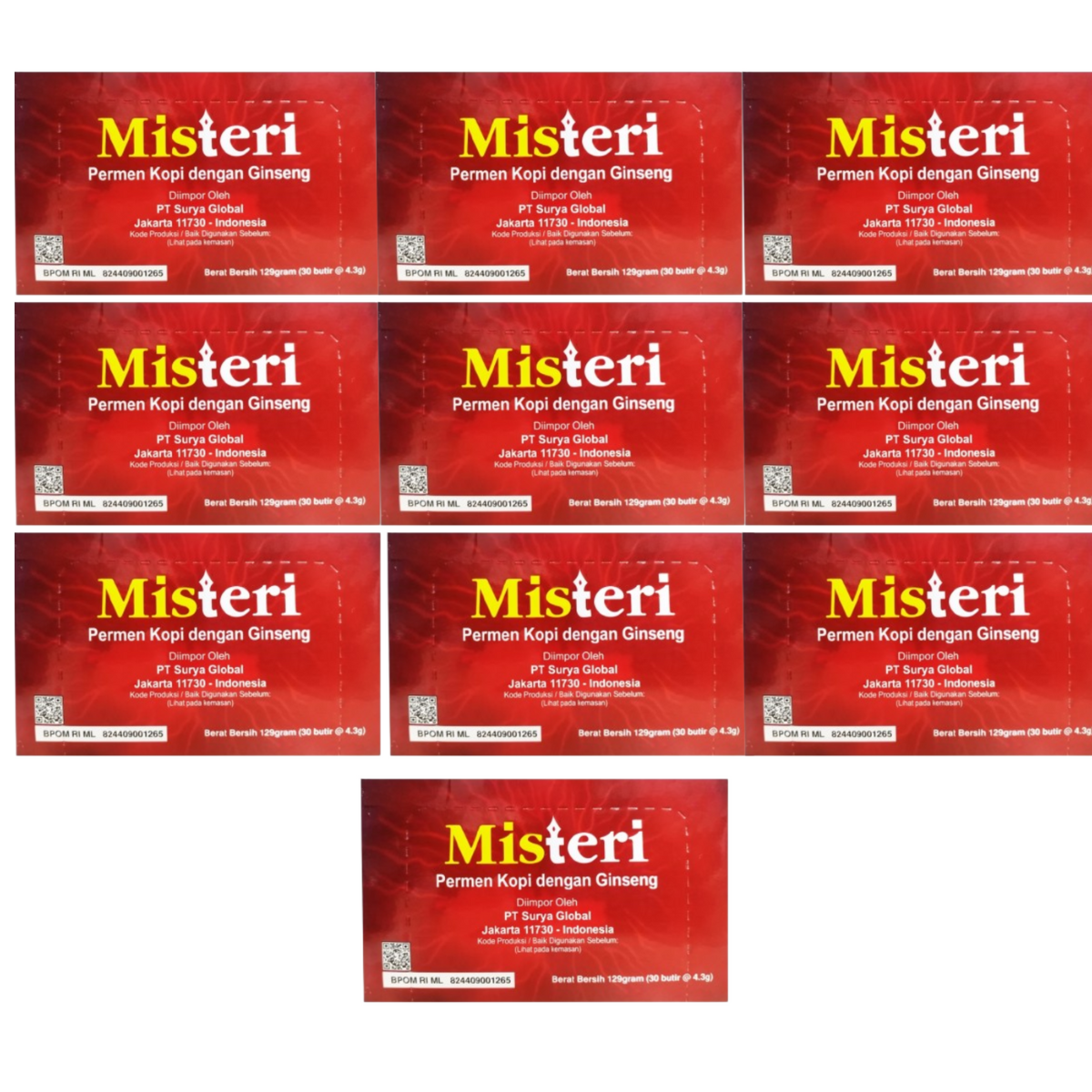 Misteri Herbal Coffee Ginseng Candy – Natural Energy & Stamina Candy for Men | Vitality Booster (30 Pieces per Box