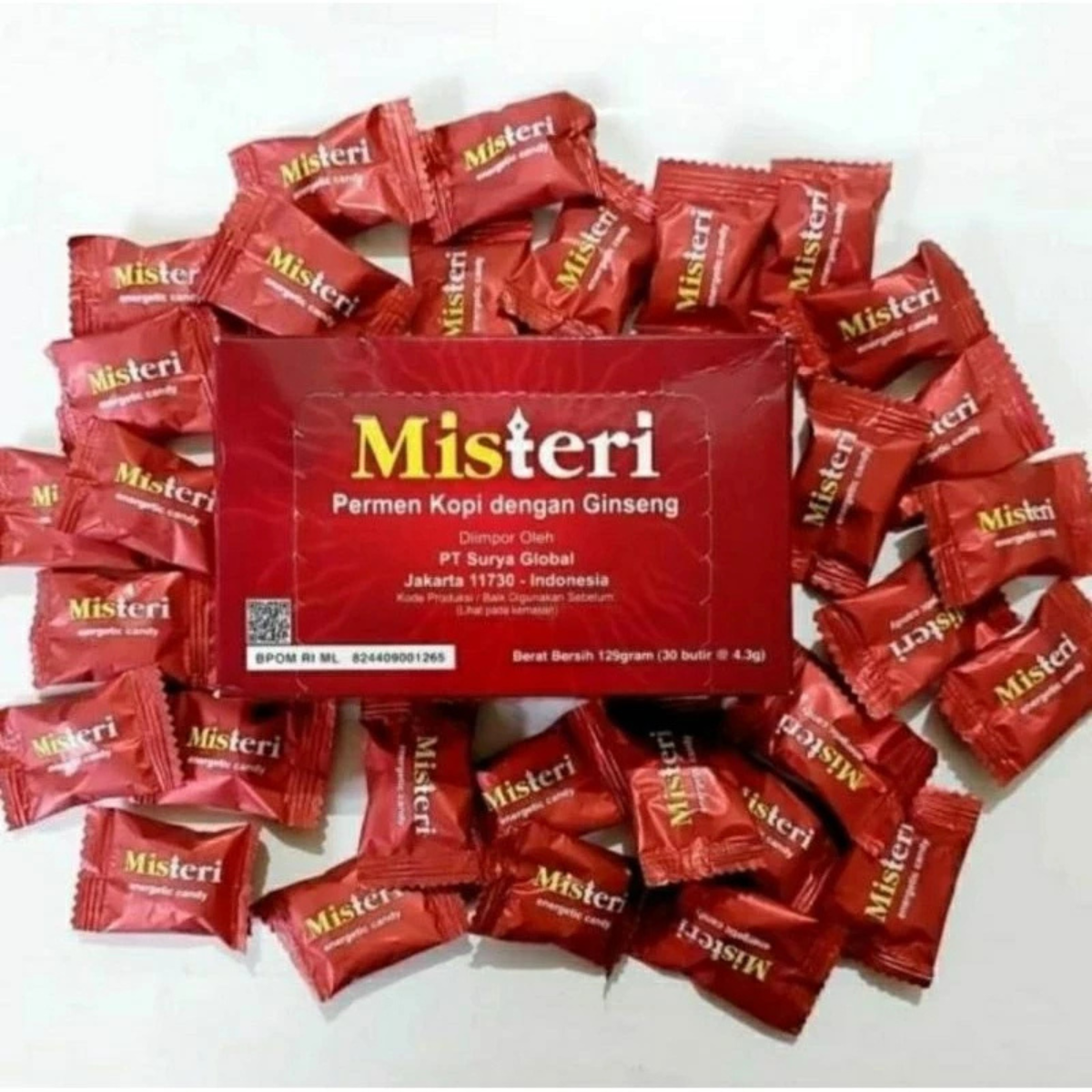 Misteri Herbal Coffee Ginseng Candy – Natural Energy & Stamina Candy for Men | Vitality Booster (30 Pieces per Box