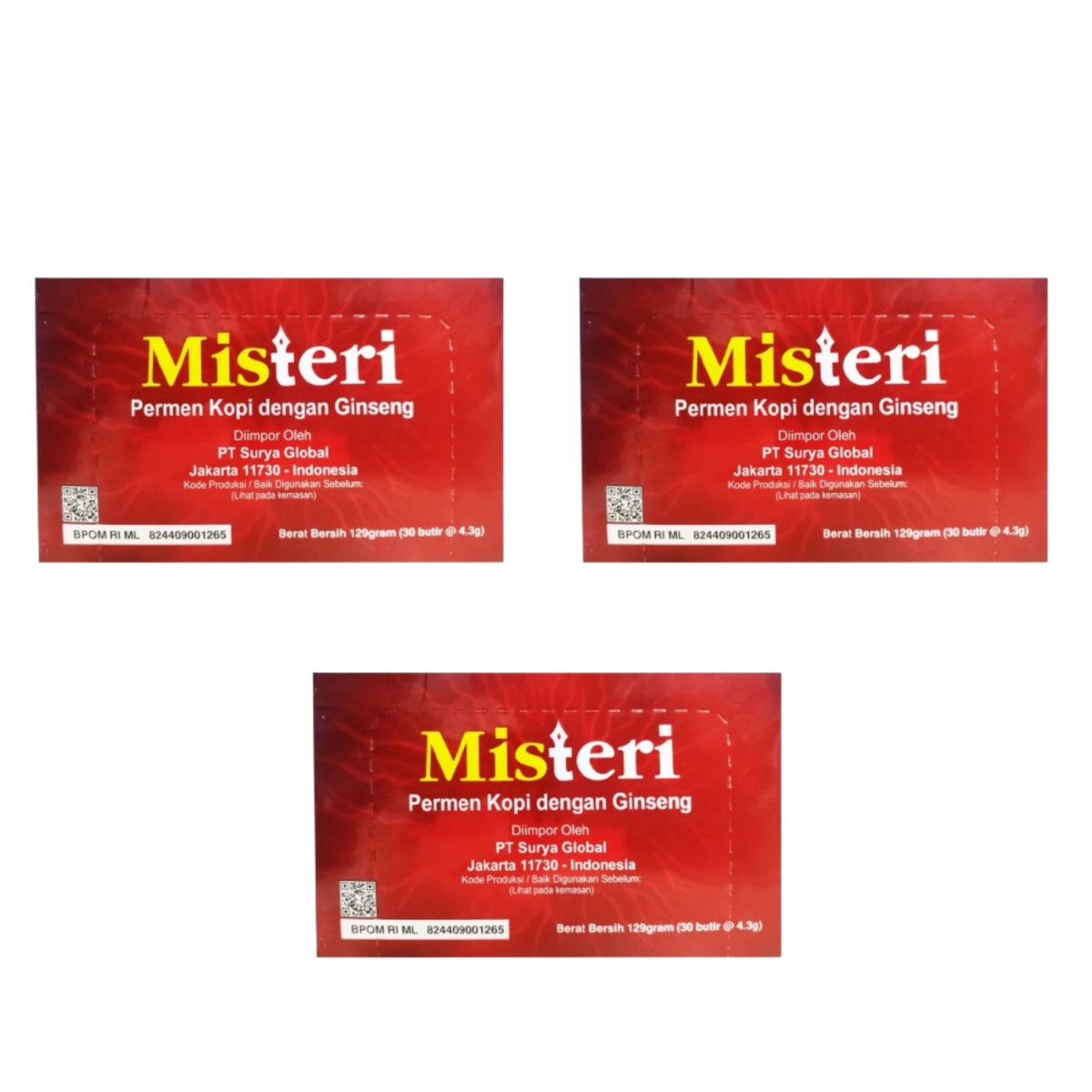 Misteri Herbal Coffee Ginseng Candy – Natural Energy & Stamina Candy for Men | Vitality Booster (30 Pieces per Box