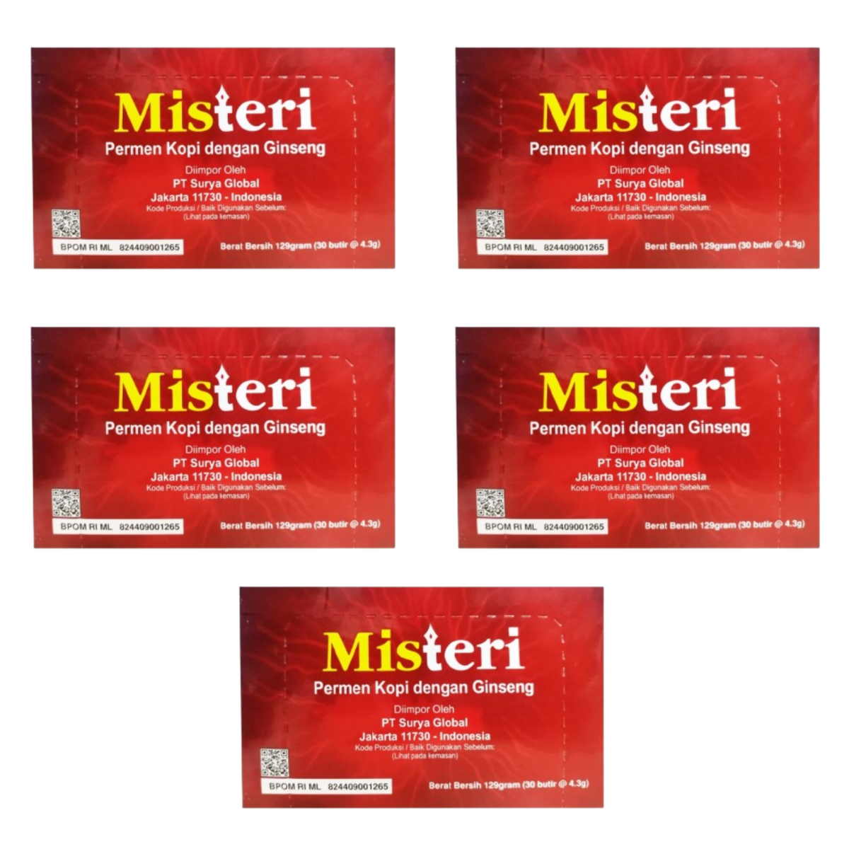 Misteri Herbal Coffee Ginseng Candy – Natural Energy & Stamina Candy for Men | Vitality Booster (30 Pieces per Box