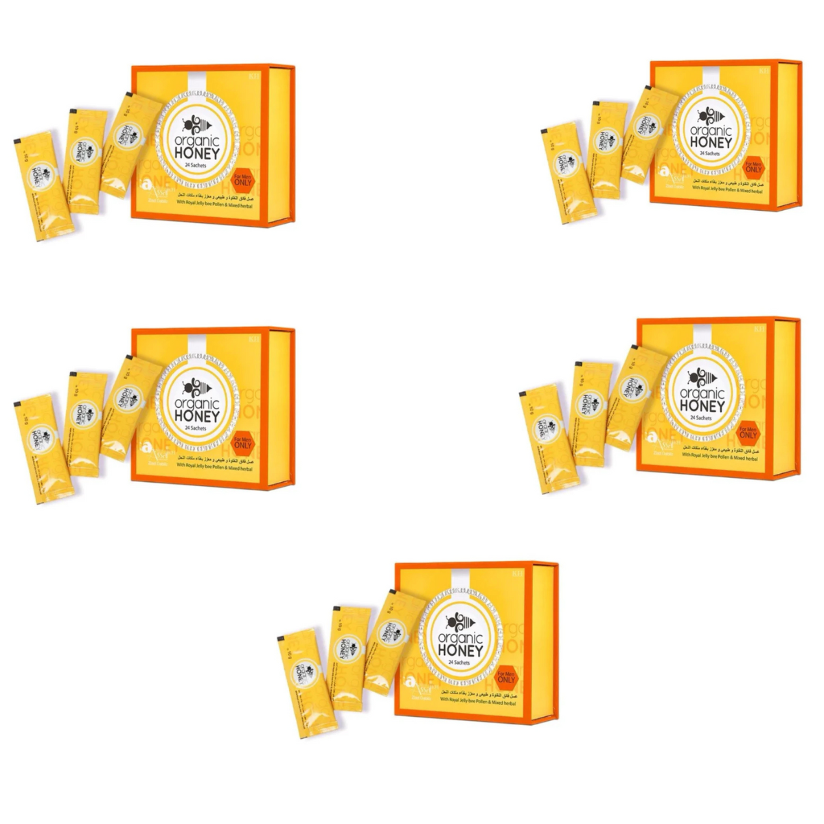 Energy Honey Sachets for Men – Organic Honey with Royal Jelly, Bee Pollen & Herbal Vitality Blend (24 Sachets)