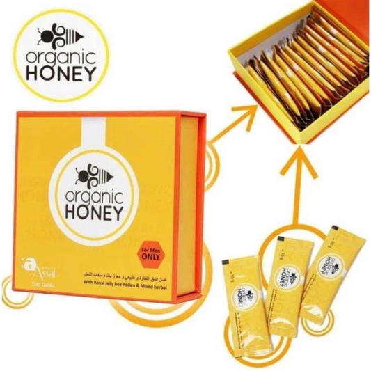 Energy Honey Sachets for Men – Organic Honey with Royal Jelly, Bee Pollen & Herbal Vitality Blend (24 Sachets)